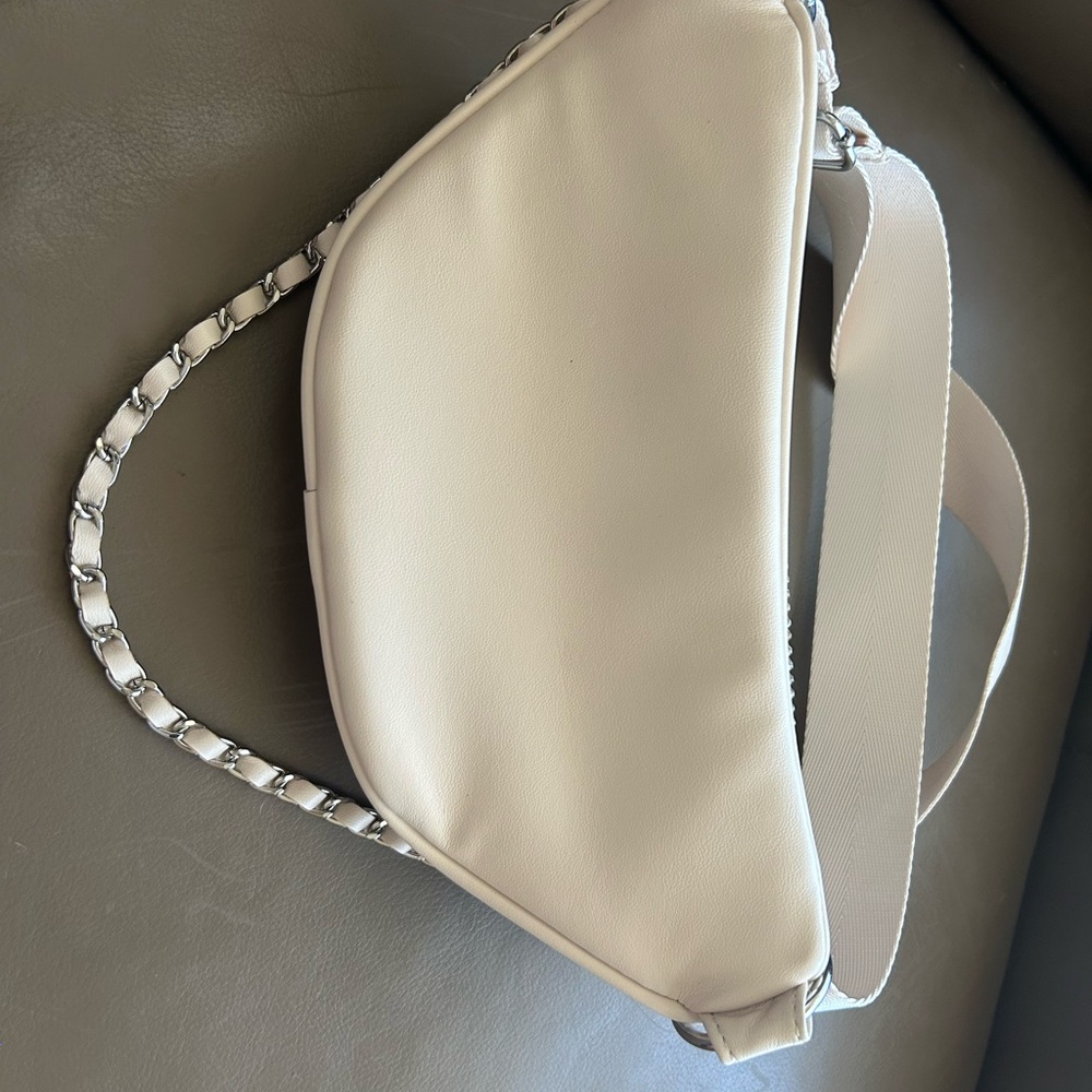 Ivory Rhinestone-Studded Faux-Leather Belt Bag - Picture 7 of 16